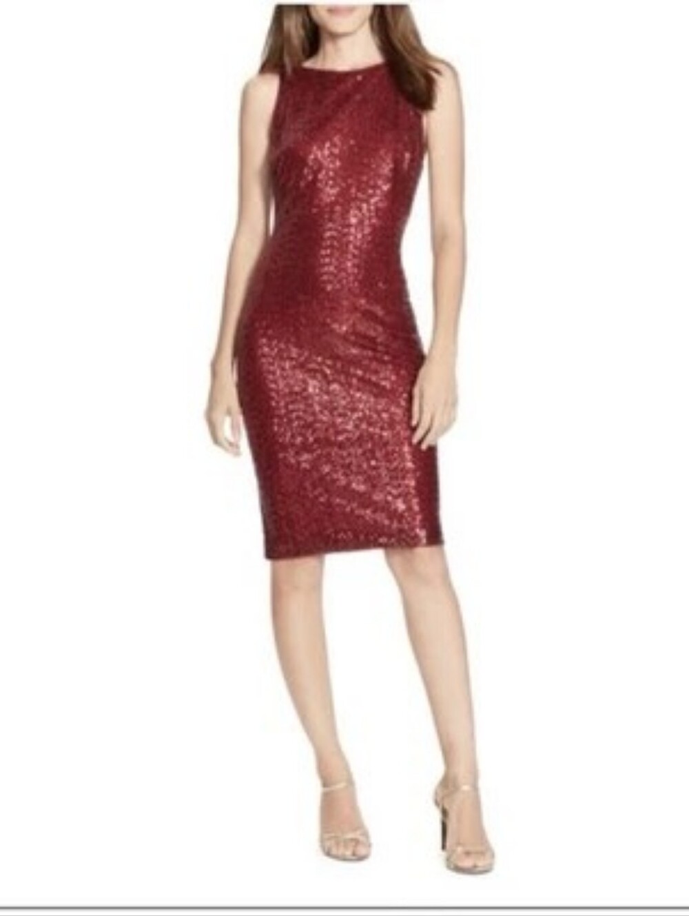 Ralph Lauren Sleeveless Red Sequin Sheath Dress